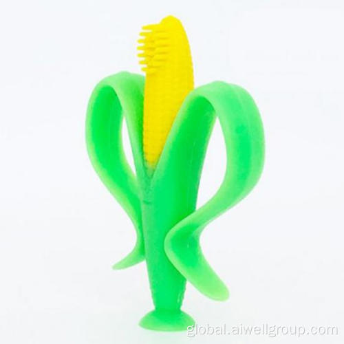 Silicone Finger Brush Baby Corn Suction Cup Teether Baby Silicone Training Toothbrush Supplier